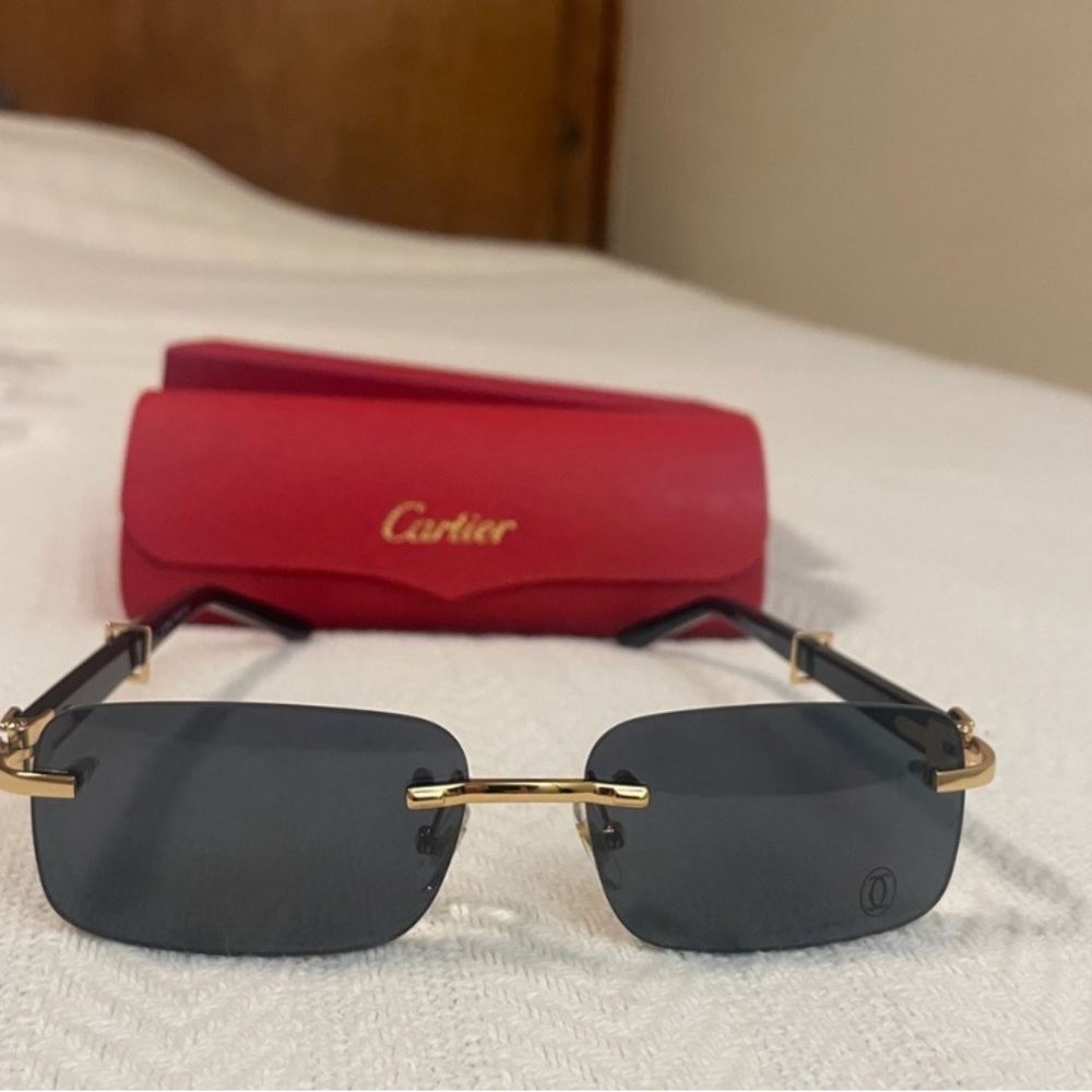 Cartier Black and Gold Men's Sunglasses